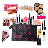 Kit De Maquiagem Completo Com Necessaire - 16 Itens Barato