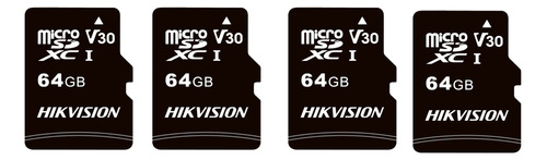 Kit Com 04 Cartão Micro Sd 64g Hikvision C10 C1 C/adaptador