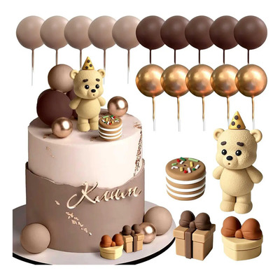 19 Cake Toppers para Pastel de Osito con Globos y Sombrero de Lunares Set Decorativo para Cumpleaños, Baby Shower y Fiestas Infantiles | MercadoLibre