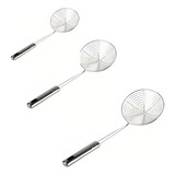 Set X 3 Espumaderas Colador 13, 17 Y 21 Cm Cocina Acero Inox