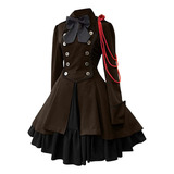 Bow Ruffled Steampunk Cosplay Vintage Gothic Dress