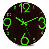 Plumeet Reloj De Pared Luminoso, Reloj De Madera Silencioso