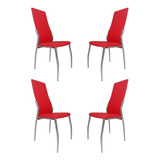 Sillas Comedor Tapizadas Mica X4 - Desillas Estructura De La Silla Tapizado Rojo