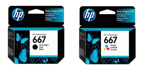 Combo Cartuchos Hp 667 Negro + Color Original 2775 2778 4135