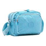 Chenson Bolsa Feminina Nylon 1732231 Transversal Tactel 3 Compartimentos Alça Ajustável Tamanho Pequena Cor Azul Celeste Fácil Limpeza