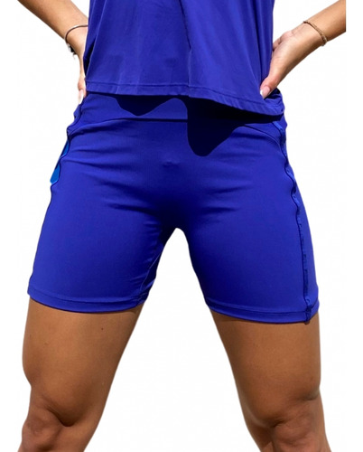 Shorts Com Elástico Na Lateral Azul - Alto Giro