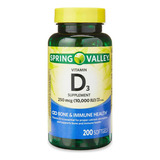 Vitamina D3 - 10.000iu - 200un - Spring Valley - Imp Eua Sabor Sem Sabor