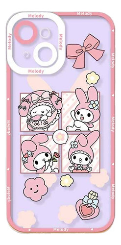 Funda De Silicona Suave Kuromi Pink Melody Para iPhone 14, 1