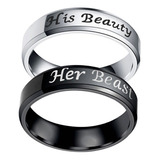 Anillos Pareja Acero Inoxidable Her Beast His Beauty Amor