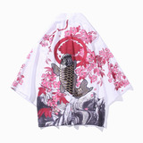 Chaqueta De Media Manga Unisex Suelta Japonesa Sakura Koi