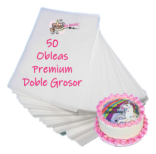 Oblea Doble Grosor 50 Pzas Comestible Gruesas Hojas De Arroz
