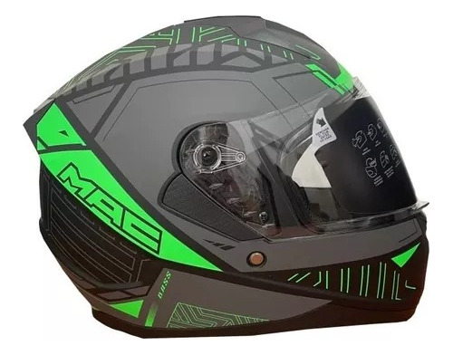 Casco Integral Mac M67 Bass Arcade Negro Verde En Moto 46