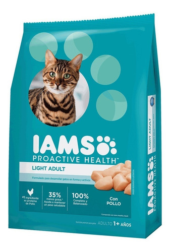 Alimento Iams Light Para Gato Adulto Sabor Pollo En Bolsa De 3 kg