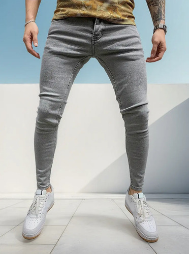 Mycity®  Vaqueros Ajustados Casuales Elásticos Para Hombre | MercadoLibre