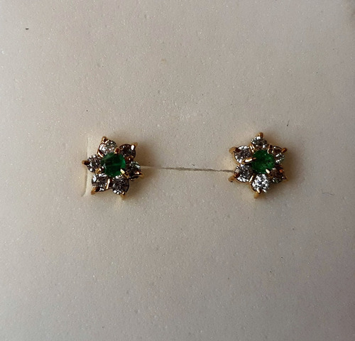 Hermosos Topos Marquesa 1.6 Esmeralda Y Circones En Oro 18k