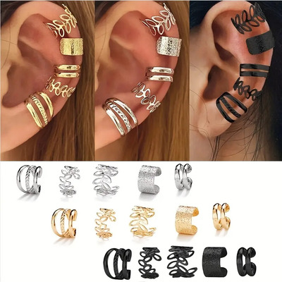 3 Conjunto Pendientes Clip De Acero Inoxidable Para Mujer