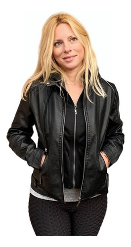 Campera Eco Cuero Mujer Rockera Moto Way Voo