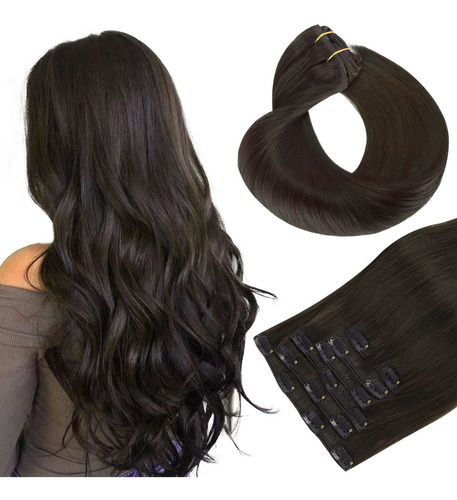 Extensiones Cabello Humano Marrón Oscuro 120g 16 Pulgadas