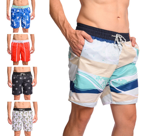 Short Masculino Praia Kit Com 5 Tactel Academia Mauricinho  