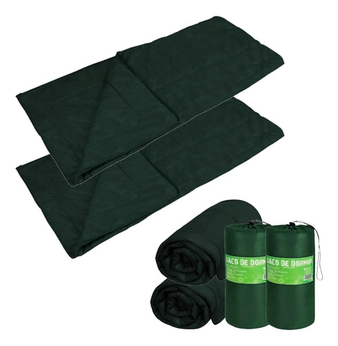 Saco De Dormir Colchonete Solteiro Camping Pesca Kit 2 Unid