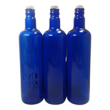 3 Botella Azul De Vidrio Agua Solarizada X 3