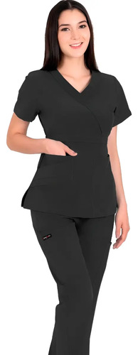 Conjunto Uniforme Médico Quirúrgico Scrubs Dama Negro | Envío gratis
