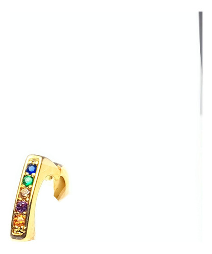 Argollita Clicker Droit Gold 18k. Multicolor Micropave. 