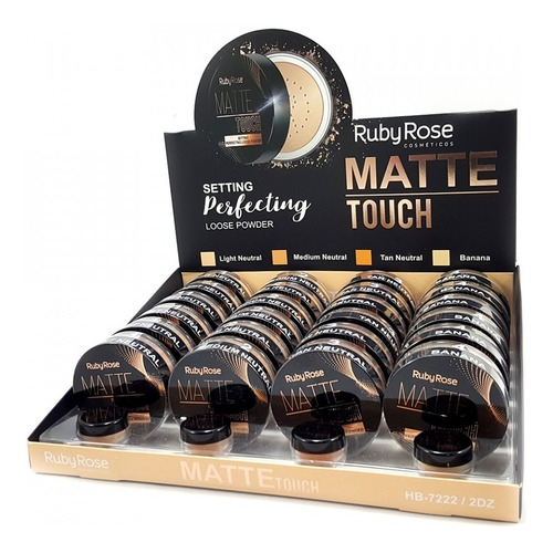 Box 24 Pó Solto Ruby Rose Matte Touch Hb-7222 Kit Atacado