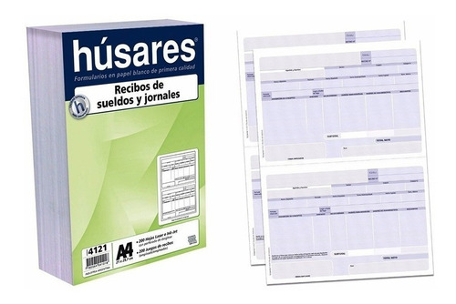 Formulario Husares 4121 A4 Recibo Sueldos Vertical X 200 Hjs Color Blanco