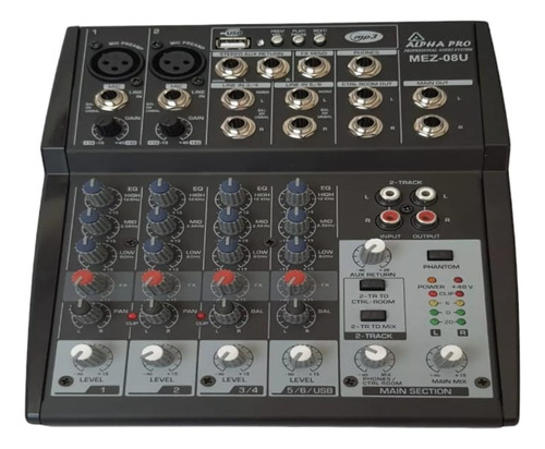Mixer Profesional 6 Canales Alpha Pro Mez-08u