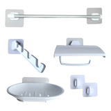 Set Accesorios Baño Con Adhesivos Venice Blanco