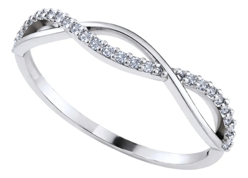 Anel Laço Infinito Meia Aliança Prata 925 Zirconia