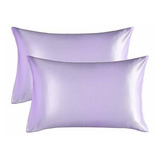 Fundas De Almohada De Satin 2pza Tamaño Queen Color Lavanda