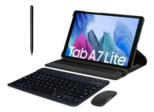 Case + Teclado Abnt2 + Mouse Para Galaxy Tab A7 Lite