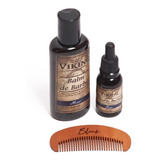 Kit Para Barba Balm Oleo Pente De Madeira Viking Linha Mar 