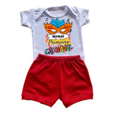 Conjunto Para Menino Body E Shorts Meu Primeiro Carnaval