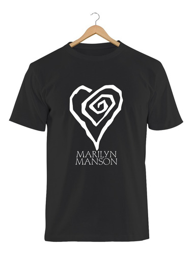 Remera Hombre Marilyn Manson Negra Manga Corta 100% Algodón