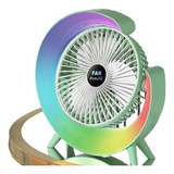 Ventilador Recargable Portátil Verde Yoshi Luz Led Wonder Go