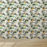 Papel De Parede Vinil Para Quarto Esporte Bola Abstrato 2m