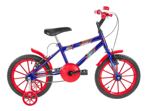 Bike Aro 16 Infantil Ultra Kids C/rodinhas Cor Azul/vermelho