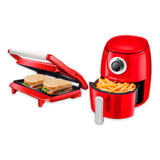 Fritadeira Air Fryer Lenoxx + Grill E Sanduicheira Red 127v