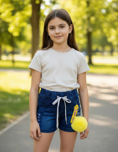 Short Niña De Mezclilla, De Resorte Jogger.