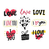 Planilla De Stickers Love You 28 Cm Aprox