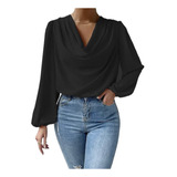 Blusa Formal Negro Cuello Bote