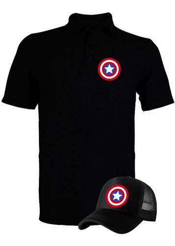 Camiseta Tipo Polo Capitan America Obsequio Gorra