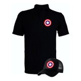 Camiseta Tipo Polo Capitan America Obsequio Gorra