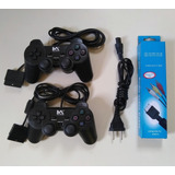 Lote Kit 2 Controles Joysticks+cabo De Força+cabo Av Ps2. 