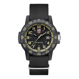 Reloj Militar Luminox Sea Turtle 0333 Tan Suizo Sumergible Color De La Malla Negro