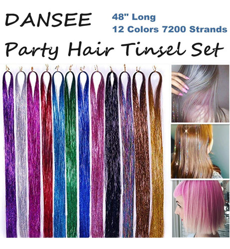 Dansee 48  Hair Tinsel 7200+ Glitter Strands Extensions