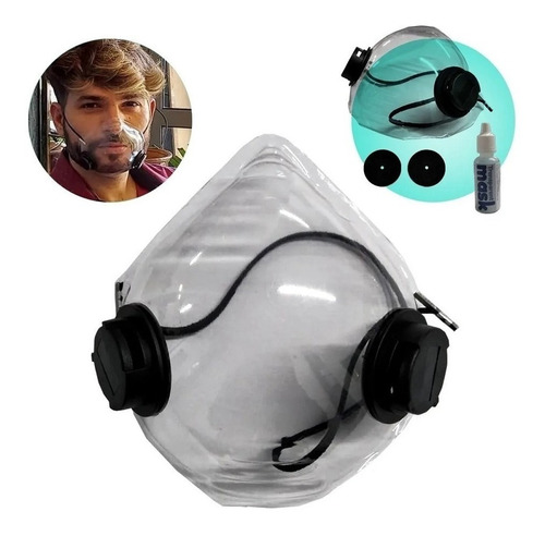 Máscara Facial Transparente Com Filtro Carvão Ativado